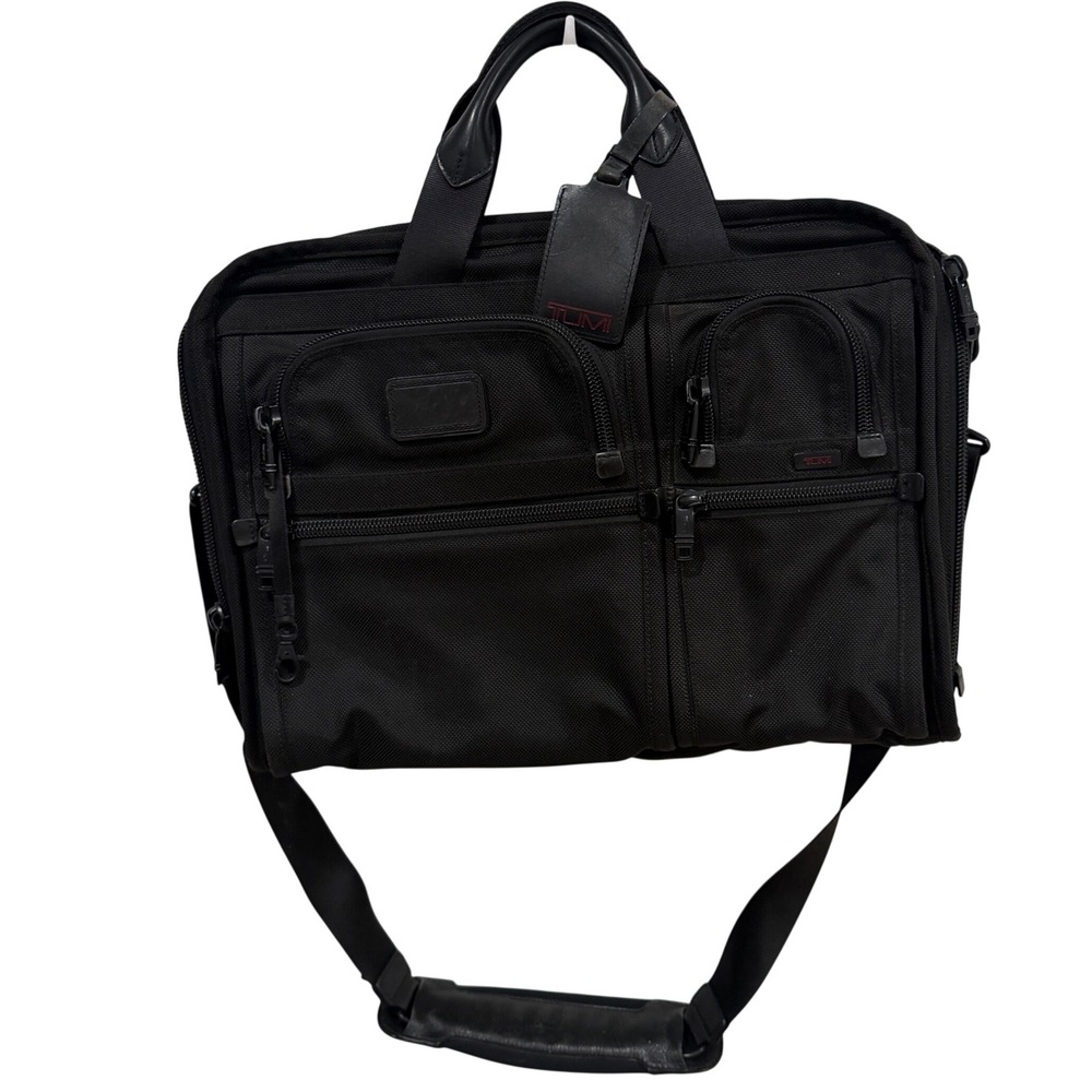 Tumi Alpha Black Ballistic Nylon Briefcase Messenger Laptop Bag With Strap
